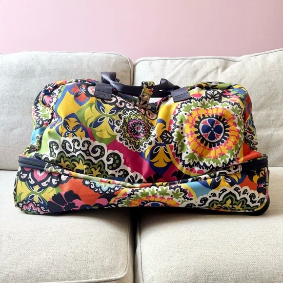 Vera Bradley Rolling Duffle Travel Bag Multicolor Floral - Picture 10 of 16